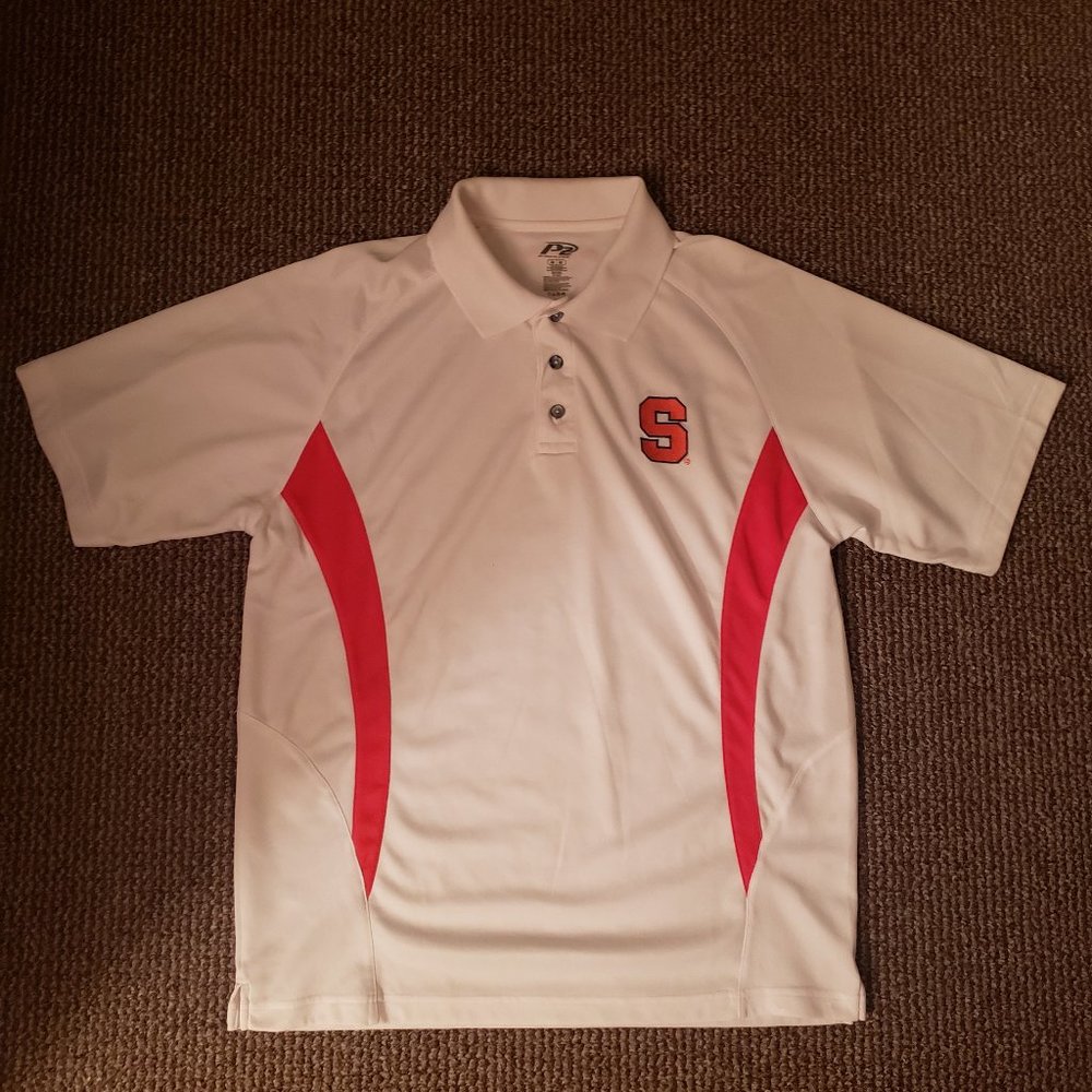 Syracuse NY Orange Performance Tech Golf Shirt Polo White Orange Medium